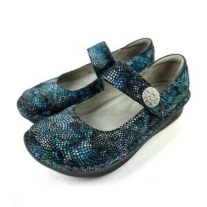 Alegria Paloma‎ Fandamonium Mary Jane Shoes 37 Blue Leather Comfort Womens
